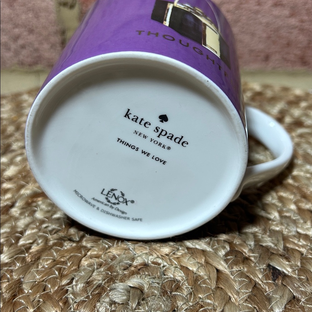 Lenox Kate Spade Things We Love Thoughtful 10 Oz Coffee Tea Mug Purple - Picture 3 of 4